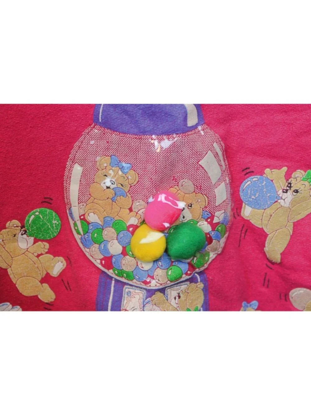 Spumoni 2pc Outfit 4 Lg Teddy Bear Bubble Gum Machine Coin Pink Sweatshirt Pants